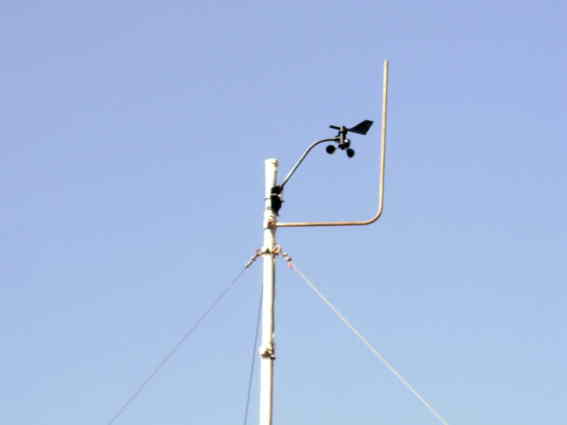 Foto der Windmessereinheit auf dem Hausdach